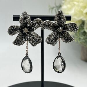 Zara Boho Black Pave Flower Drop
Statement Earrings Retro Party Vacation Jewelry